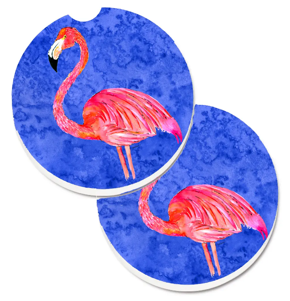 Flamingo Car Coaster Set - 2-Piece Colorful Absorbent Sandstone Car Interior Decoration, Cut Out for Easy Removal, Colorful Absorbant Sandstone