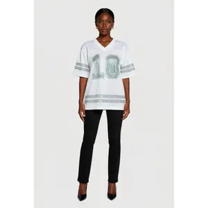 Rhinestone Graphic Football Jersey