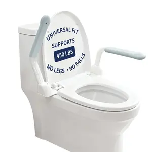 Toilet Safety Rails for Seniors with Flip-Up Armrests, Heavy Duty Toilet Support Rails with Rise-up Handle for Elderly, Disabled, Handicapped, or Mobility Assistance, Fits Most Toilets