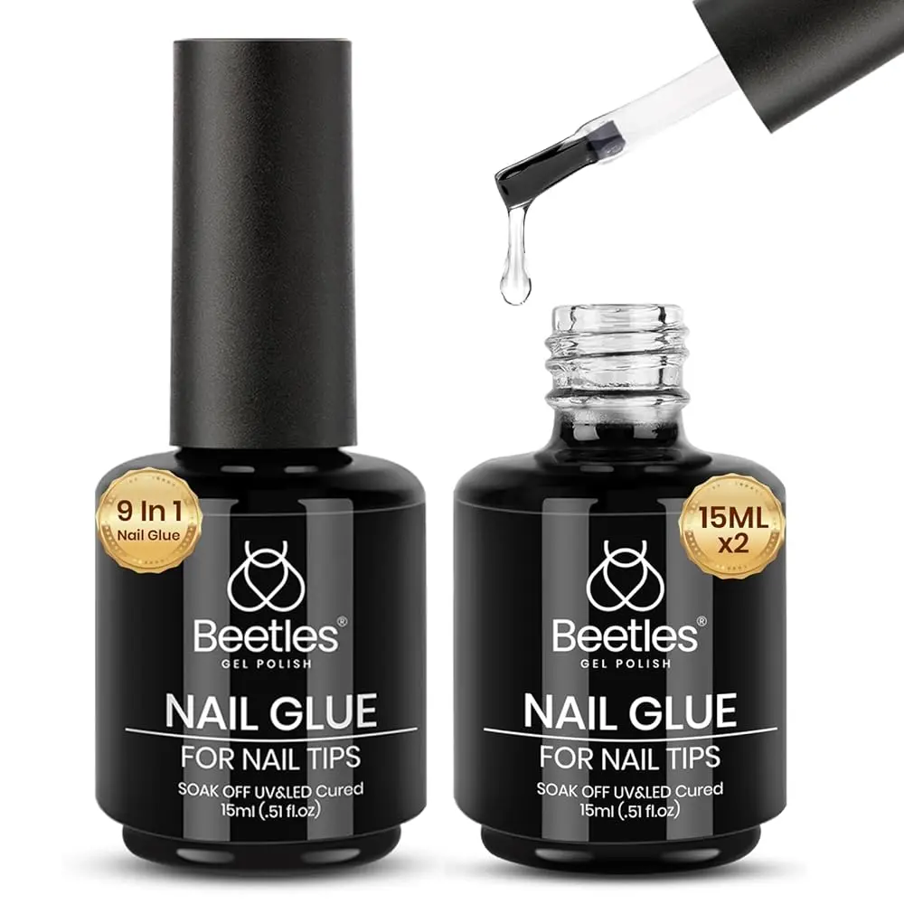 beetles Gel Polish Nail Glue Kit【Nail Glue&Top Coat&Remover】for False Nails Tips and Press On Nails sets  Manicure Nailcare  #TikTokShopBacktoSchool