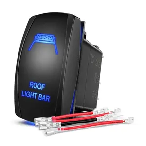 Nilight 5-Pin Rocker LED Light Switch, On/Off Control for Roof Light Bars, Lasers, Blue, Led Light Switches