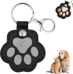 Pet Hair Memorial Keychain Paw Print Transparent Fur Souvenir Pendant Custom Dog Cat Keepsake Gift