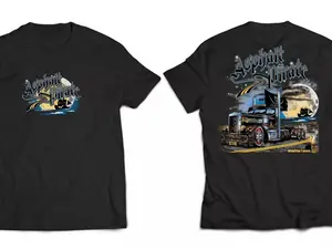 Big Rig Trucks BRT 'Asphalt Pirate' Graphic Trucker T-Shirt Hoodie Sweatshirt 2 Sided MADE IN USA REPRINT