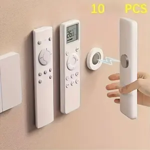 10-piece magnetic invisible suction cup remote control holder set, Wall mountable, suitable for various household appliances, plug storage, traceless nail-free wall decoration, easy-to-install hooks, cable management, and equipment remote control storage