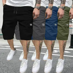 Set of 4 men’s outdoor tactical shorts with multiple pockets—fashionable summer lightweight loose straight-leg casual shorts, durable multifunctional work shorts suitable for camping, cycling, and hiking.