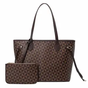 Fashionable Geometric Pattern Tote Bag & Wallet Set, Work Commuter Bags for Women, Large Capacity Shoulder Bag & Wallet, Casual Trendy Versatile High-quality Daily Commuting Unique Bags Set, Mother's Day Gift