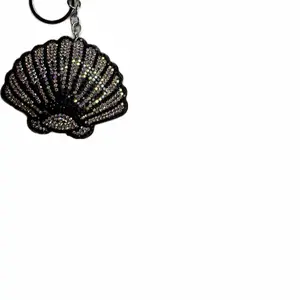 Sparkling Shell Keychain with Rhinestones, Black Color, Perfect for Keychains and Accessories