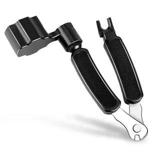 3-in-1 Black Guitar Repair Tool Kit - String Winder, String Cutter, Bridge Pin Puller - Professional Maintenance Accessory for Acoustic, Electric Guitars