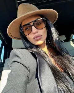 LAST CHERRY Oversized Aviator Sunglasses Women's Stylish UV Protection Color Lenses Fashionable Accessory for Casual & Formal Events Trendy Design Enhances Your Look