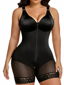 1 Women's Full Body Shapewear, Underwear, Fajas, Butt Lifting And Tummy Control Bodysuit, Colombian Shapewear, Adjustable Shoulder Straps Front Zipper Closure Jumpsuit, Open Zipper Crotch Design Body Shaper, Suitable For Sports, Parties