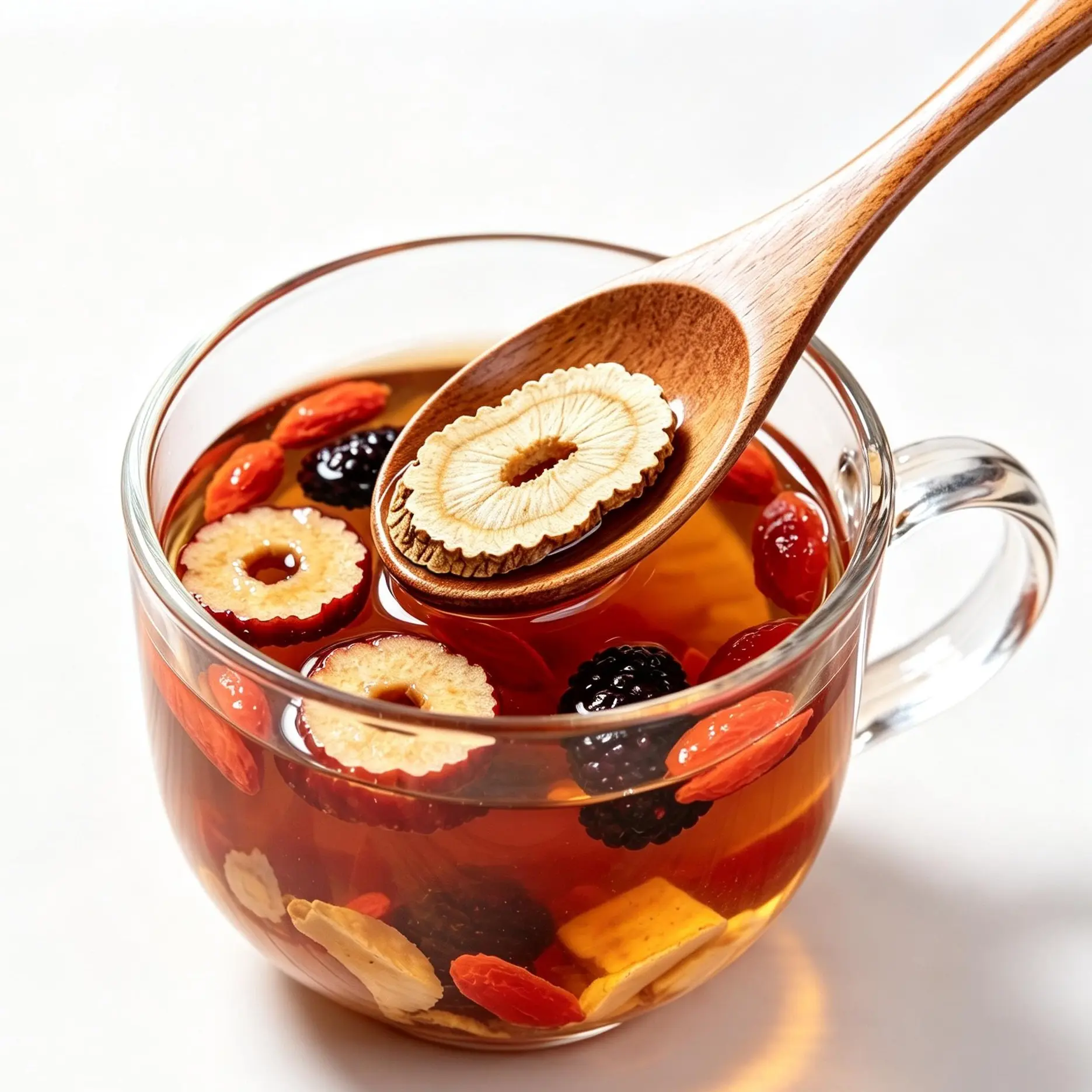 Ginseng Five Treasure Herbal Tea, Red Date Wolfberry Mulberry Herbal Formula Combination Scented Tea, 20 Bags