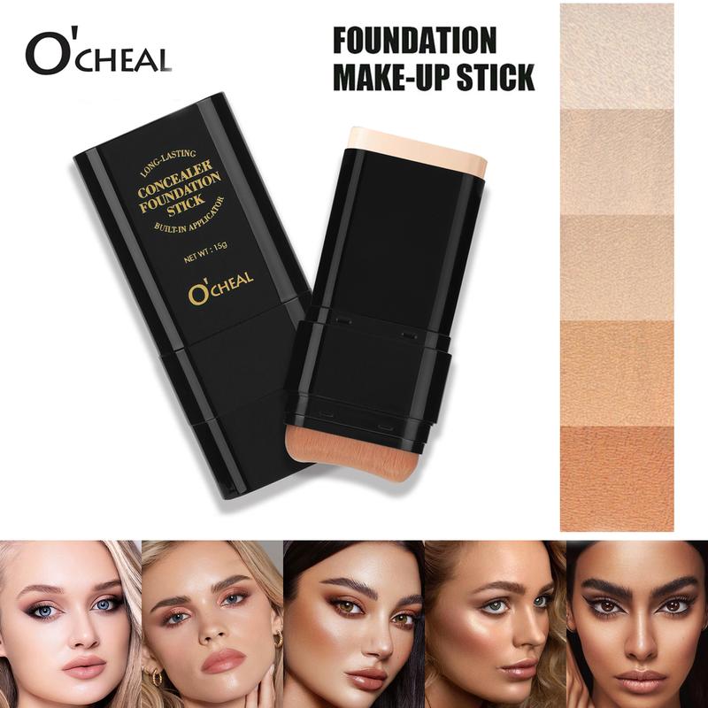 5-Color Dual-Ended Eraser Foundation Stick Multi-Use Concealer Highlighter & Nose Contour Flawless Long-Lasting Waterproof Matte Makeup Cosmetic