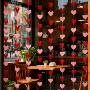 5pcs Heart-Shaped Wreath and, Valentine's Day Decorations, Hanging Hearts, Banner, Wall Decoration, Large Heart Shape, Hanging Ornaments