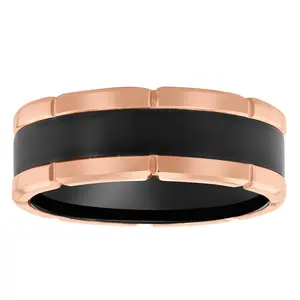 Stainless Steel Brick Edge Band - Rose & Black