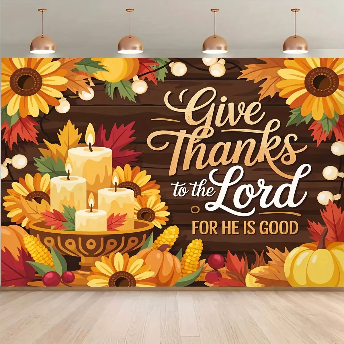 Flower Thanksgiving Day Theme Background Banners - Multi-Sizes, Suitable Gifts, Ideal Birthday Parties, Theme Parties, Home Bedroom Decorations, Indoor And Outdoor Decorations