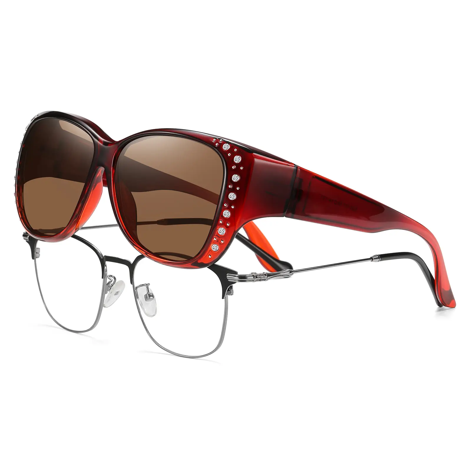 M Size Red Frame Brown Lens