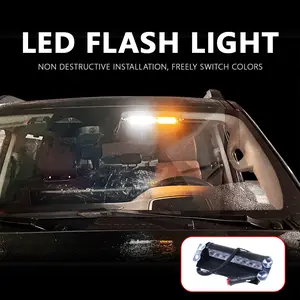 8 LED  For Car Emergency Signal Lamps Warning Light AutoTruck Flashing Windshield Flash Lighting LED Light Bar led Police Lights Strobe Light 12V