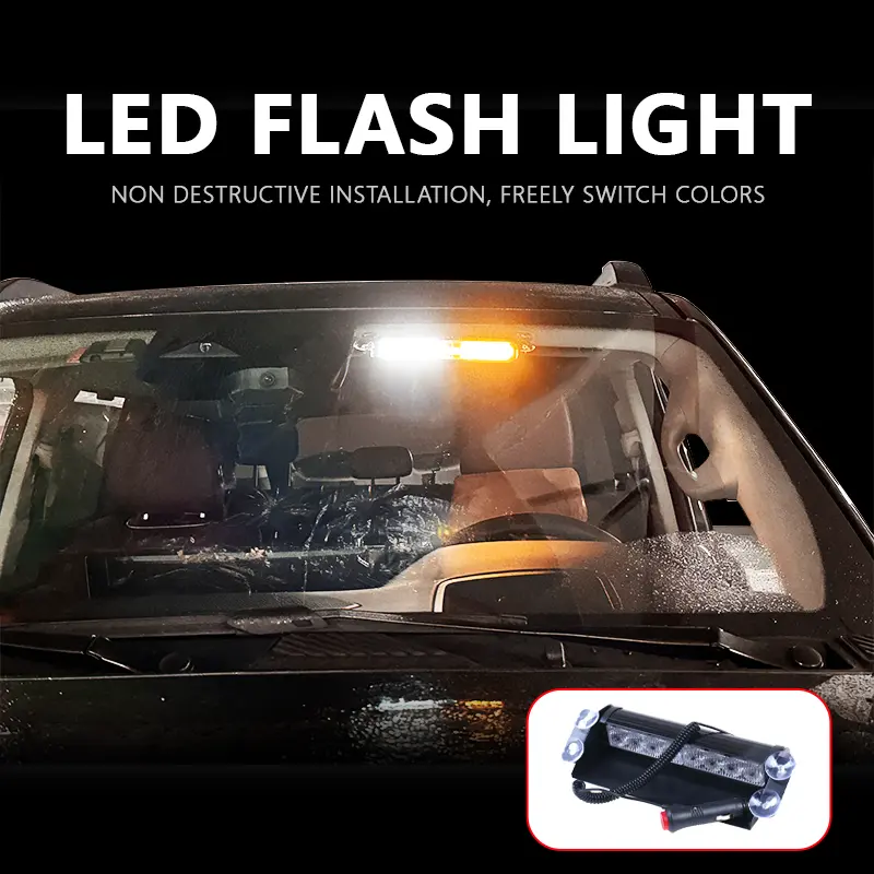 8 LED  For Car Emergency Signal Lamps Warning Light AutoTruck Flashing Windshield Flash Lighting LED Light Bar led Police Lights Strobe Light 12V