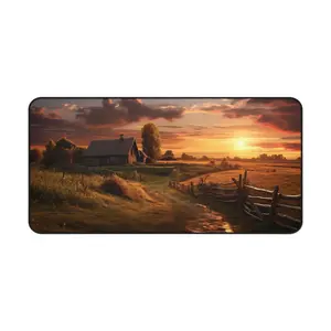 Cottagecore Landscape Desk Mat Serene Countryside Workspace Decor Neoprene Non-Slip rubber base Mousepad for Gaming Office Work rectangle large game mouse pad glorious mousepad