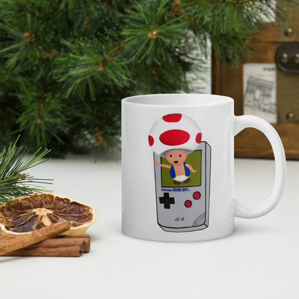 Toad Gameboy White glossy mug