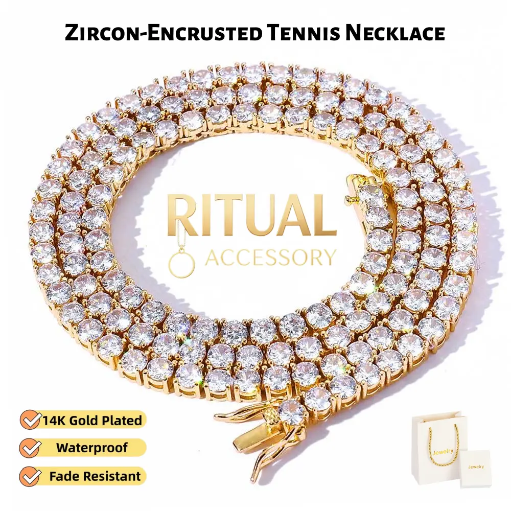New Arrival Tennis Necklace, 14K Gold Plated or Silver Plated Option, 3mm/5mm 16-24 Inch, Waterproof Tarnish Resistant CZ Chain, Suitable for Men Women,mothers day gifts ideas, Girlfriend, Boyfriend