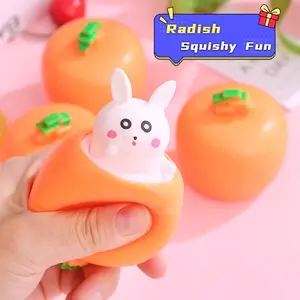 Carrot Squishy Toy, made of vinyl material, carrot and rabbit squeeze cup, a stress-relief gadget, prank toy for stress reduction, suitable for both adults and children, a holiday gift, children's gift