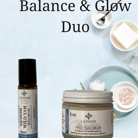 Balance & Glow Duo - Genesis Wild Yam Cream and Genesis Wild Yam Roll On Skincare Blend