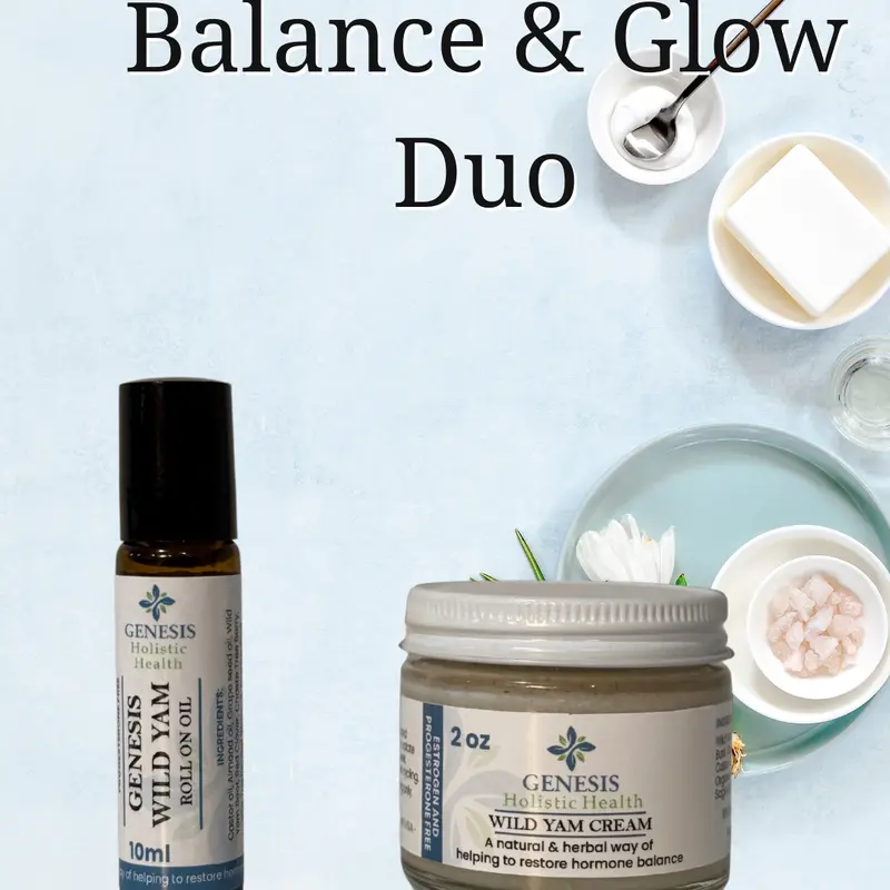 Balance & Glow Duo - Genesis Wild Yam Cream and Genesis Wild Yam Roll On Skincare Blend