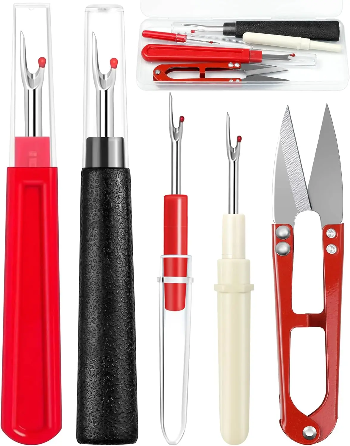 Seam Rippers for Sewing – 2 Big and 2 Small Stitch Remover Tools, Thread Ripper, Embroidery Removal Tool with Thread Snips