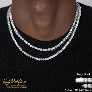 Metfine 16-24 Inches Iced Out Tennis Necklace | 3-6mm Round Cubic Zirconia Cut Tennis Chain for Women and Men