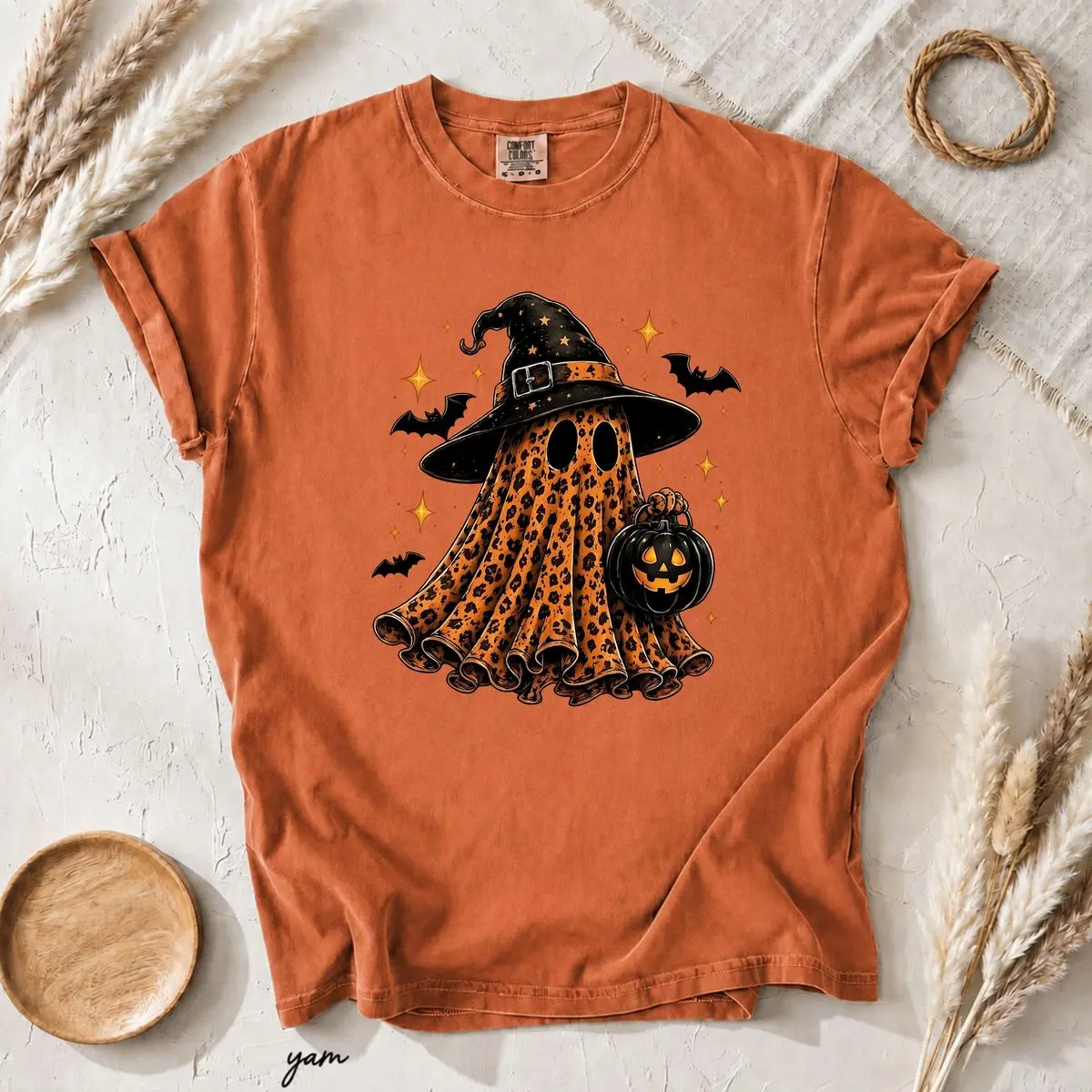 Comfort Colors Cheetah Ghost Summer Halloween T Shirt, Leopard Ghost Graphic Tee, Spooky Summer Halloween Shirt, Retro Animal Print Tee, Cute Fall Gift