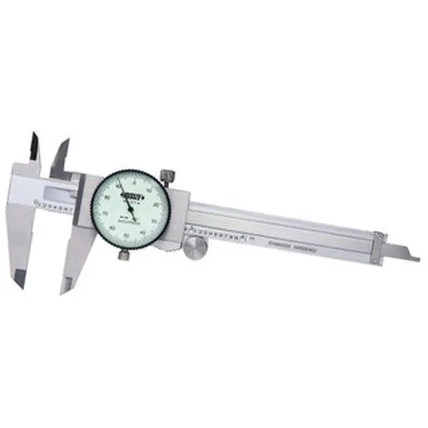 Insize Precision Dial Calipers - Model 1311-4, 4in Range, 0.001in Graduation, 0.1in per Revolution, 1.181in Jaw Length, White Face, ±0.0015in Accuracy