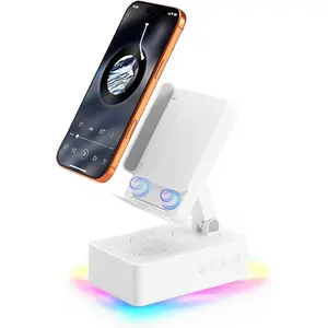 Sensor Speaker, Colorful LED Ambient Light; Foldable and Adjustable Phone Holder, Compatible with /iPad,  Surround Sound, Suitable for  and Outdoor Use, Creative