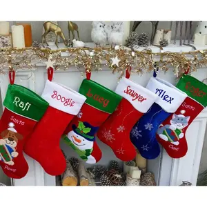 Christmas Stocking Personalized - Happy Santa, Snowman, Cat, Dog, Family XMAS Stockings