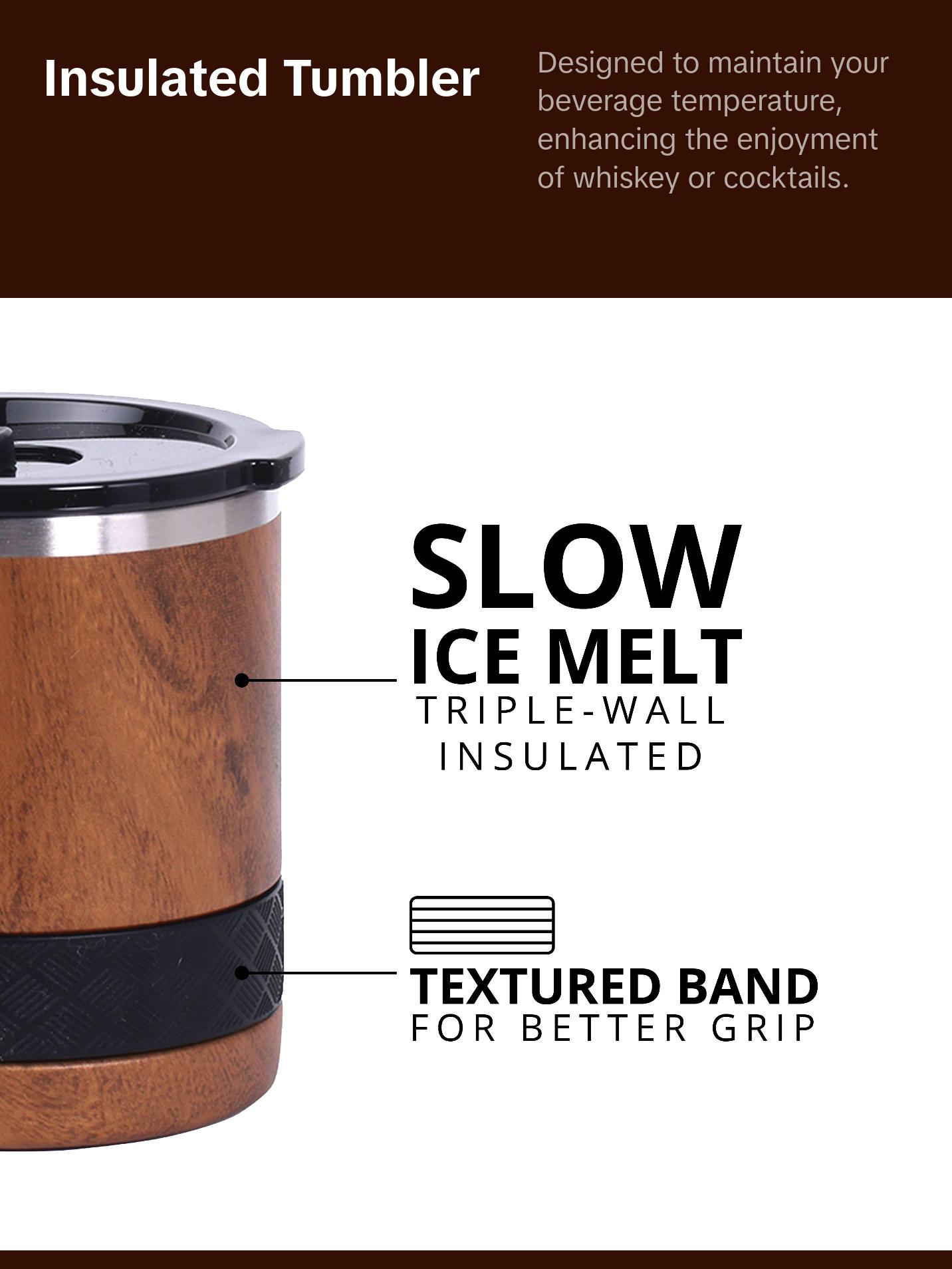 Elemental Lowball Tumbler 10oz - Stainless Steel Cup with Non-Shattered Tritan Lid, Insulated Whiskey Glass - Rocks Tumbler