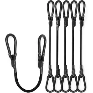 8 Pcs 12 Inch Heavy Duty Carabiner Bungee Cord with 190 Lbs Max Break Strength, Black Bungee Straps with Upgraded Carabiner Hooks for Luggage Rack Cargo Hand Carts Bike Camping etc