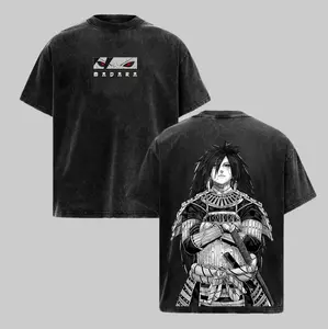Uchiha Madara x Naruto Anime Double Printed Washed Tee Unisex Oversize Anime Manga Lightweight Cotton T-Shirt, Gift For Anime Fan Lover , Madara Fan , Madara Shirt , Naruto Merch