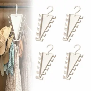 【DealsForYouDays】4 PCS V Shaped Double-Sided Closet Organizer Hanger, 360° Rotatable Space Saving Clothes Hanger Organizer, Multi-Layer Vertical Storage Rack with 12 Hooks for Shirts, Jackets, Pants