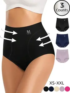 Women's Solid Color High Waist Seamless Boyshorts, Breathable Comfortable Panty for Daily Wear, Women's Underwear for All Seasons, Everyday Wear Panties