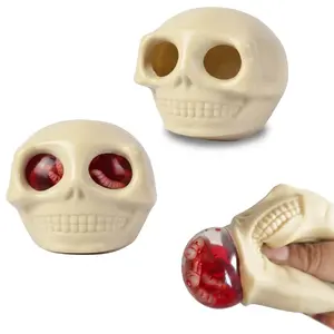 2 Pack Funny Skull Squeeze Toy with Popping Eyes - Durable TPR Squishy Fidget Toy for Stress Relief, Creative Gag Gifts Sensory Novelty Toys Party Favors for Friends Coworkers