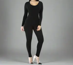 Cotton One Piece Jumpsuit - Plus Size Scoop Neck Retro 70s Style Fit