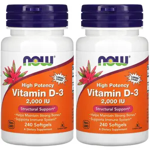 NOW Foods Now Foods Vitamin D-3 , 50 mcg (2,000 IU), 240 Softgels, 2 Pack