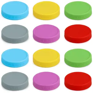 12 Pack REGULAR MOUTH Mason Jar Lids for Ball, Kerr and More - Multicolor Plastic Storage Caps for Mason Jars, Canning Jars - Leakproof, Dishwasher Safe & Food Grade