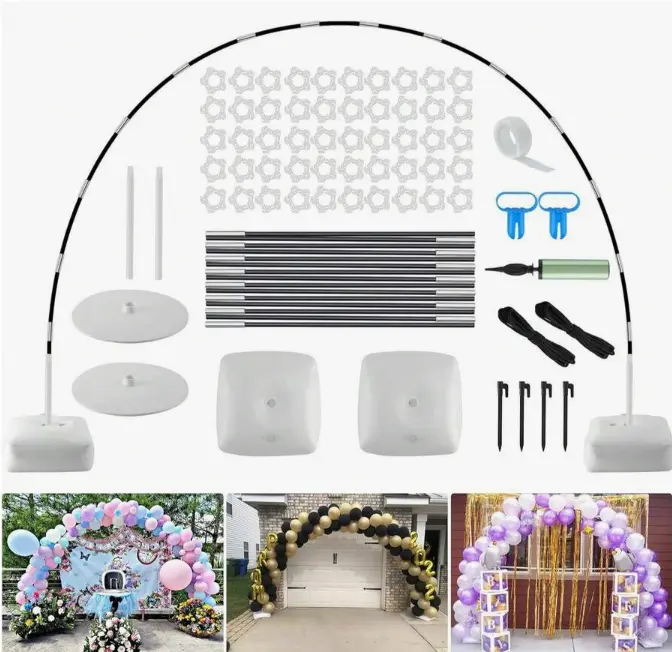 10FT Adjustable Balloon Arch Stand Kit with Pump & Balloon Clips, 10Ft Wide, 9Ft High