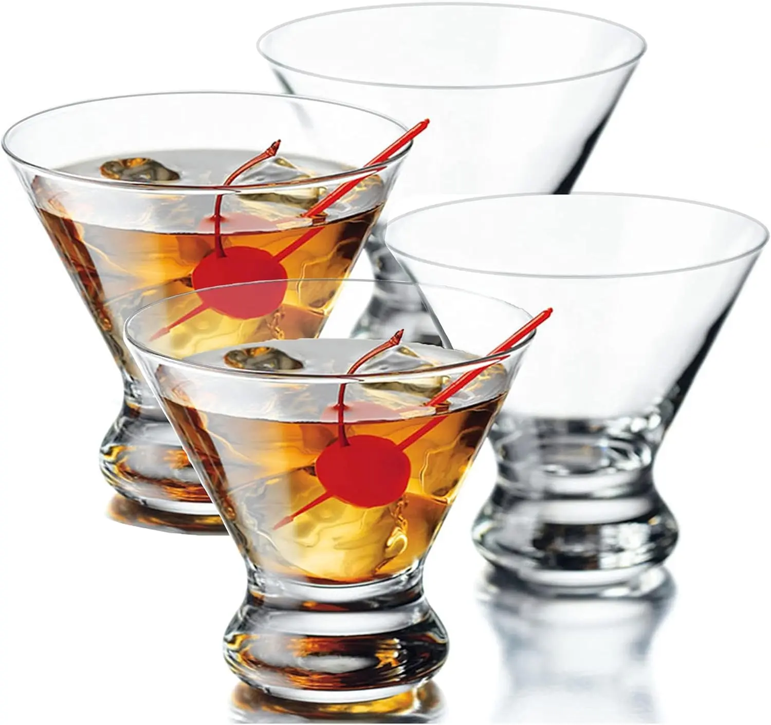 6-Piece Modern 8 oz Stemless Martini Glasses Set - Durable, Crystal-Clear, Stable Drinkware for Home Bar, Cocktail Party, Ideal Housewarming, Birthday Gift Ideas, Happy Birthday