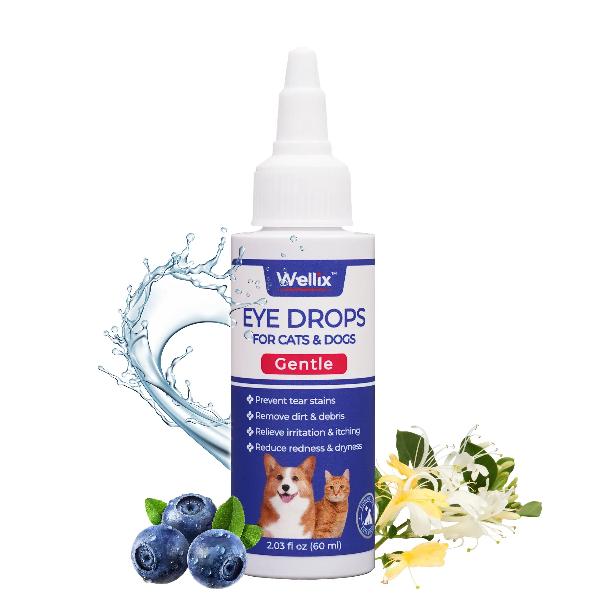 Wellix Pet Eye Drops – Blueberry Soothing Formula for Allergy & Irritation, 60ml