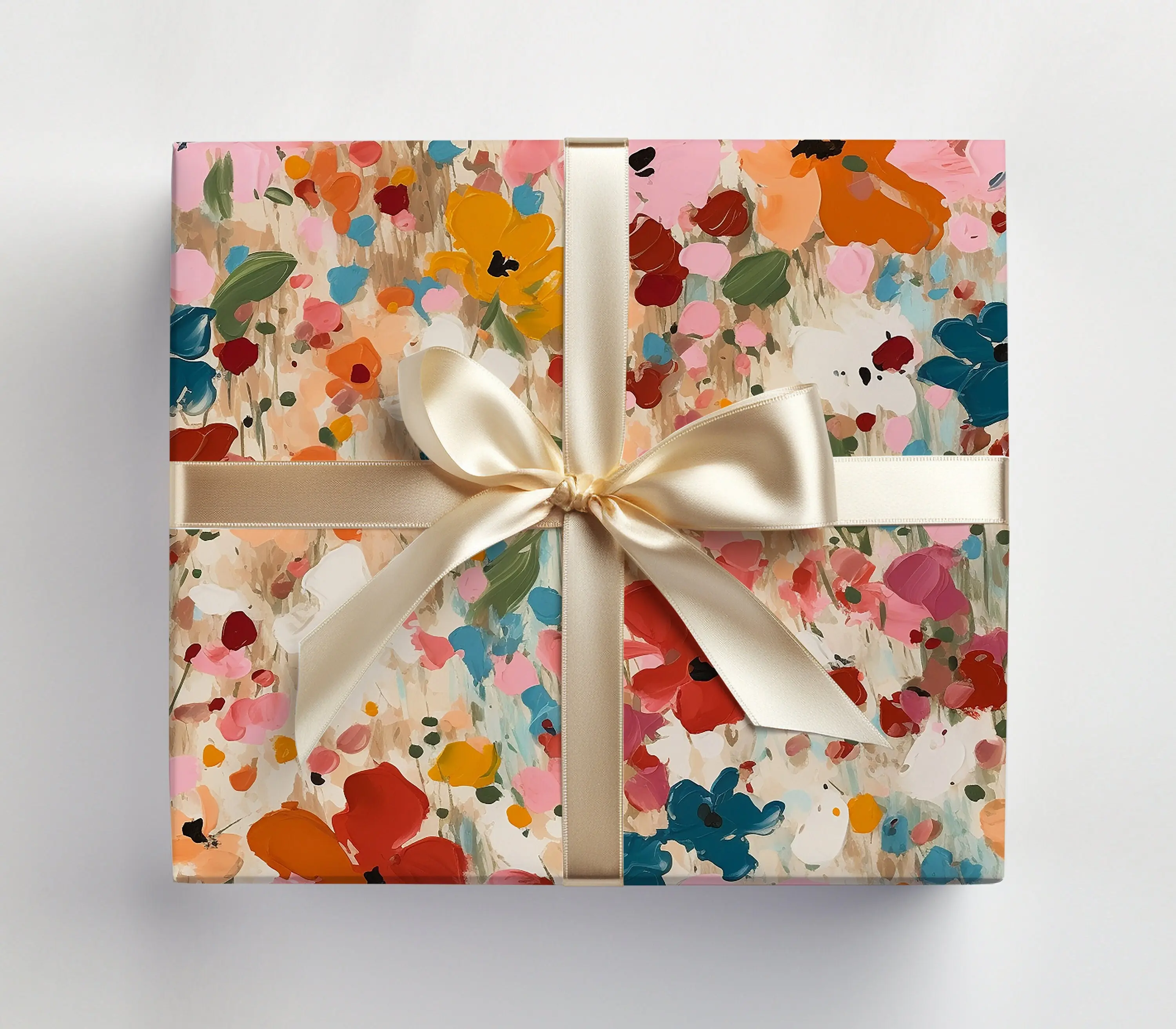 Painted Abstract Floral Wrapping Paper, Fine Art Wrapping Paper Colorful Floral Design, Painterly Wrapping Paper