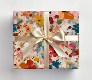 Painted Abstract Floral Wrapping Paper, Fine Art Wrapping Paper Colorful Floral Design, Painterly Wrapping Paper