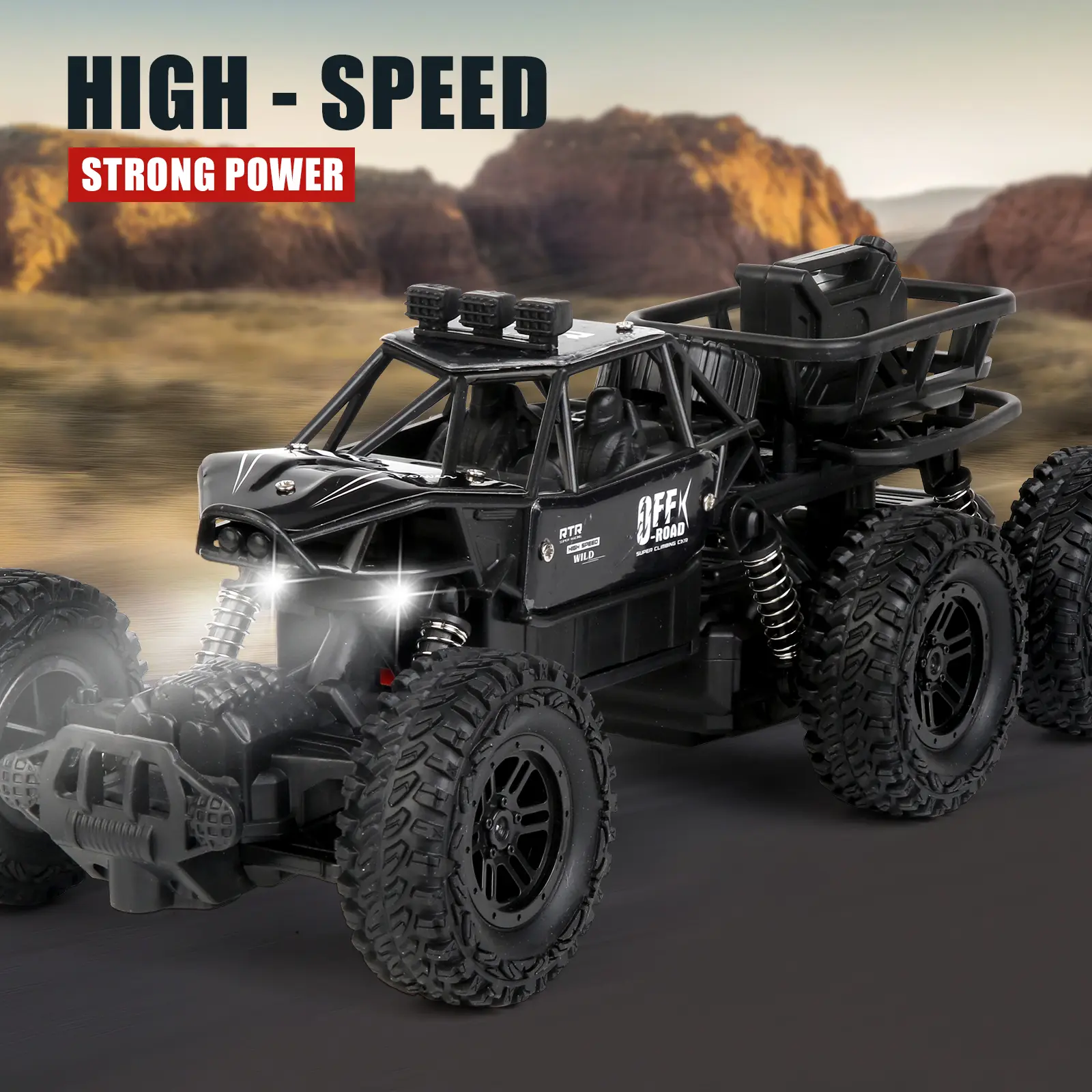 6WD Rock Climbing RC Car - High-Speed All-Terrain Electric Remote Controller Car with Smooth Connection, Sturdy Structure, LED Headlights, Backyard Outdoor Parent-Child Entertainment Toy
