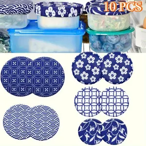 10 Pack Food Storage Container Lids Reusable Bowl Covers Stretch Cloth Fabric Elastic for Food Fruits Leftovers